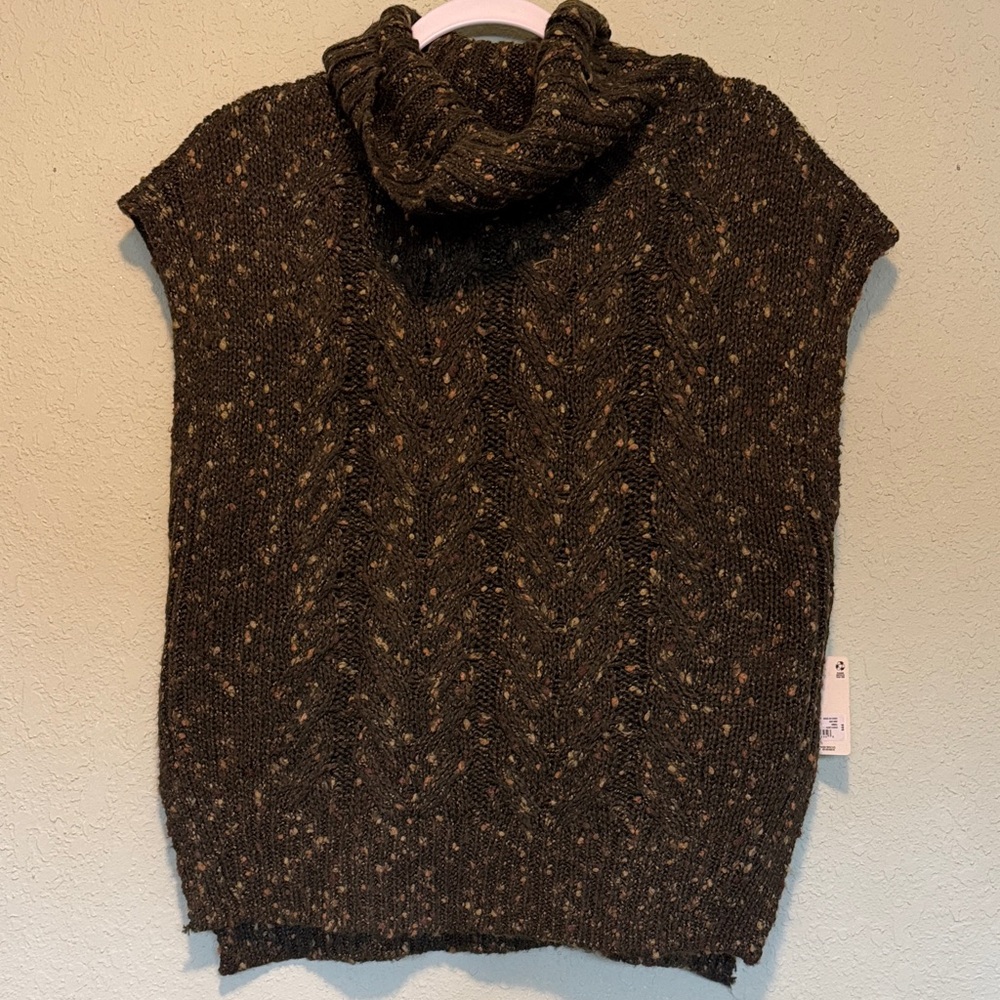 a.n.a Dark Green Speckled Cowl Neck Sweater Vest